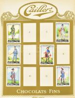 cca 1900 Chocolats Peter Cailler`s Kohler Nestlé`s csokoládégyárak és -márkák album, beragasztott gy...