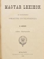 Magyar Lexikon. 5,6,9,10,11,12. köt.: Bp., 1879, Rautmann Frigyes. Korabeli aranyozott gerincű félbő...