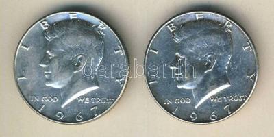 USA 1967. 1/2$ Ag "Kennedy" (2x) T:2