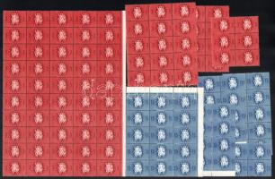 1946 Köztársasági emlék 48 db teljes sor + 31 db 3P összefüggésekben (6.350)