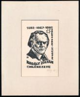 Fery Antal (1908-1994): Kodály Zoltán ex libris. Fametszet, papír, jelzett a metszeten, 12x9 cm Paszpartuban