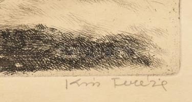 Kiss Terézia (1928-2016): Kecsepásztor. Rézkarc, papír, jelzett, 21x29 cm