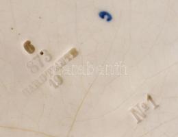 1873 Hardtmuth fajansz tál. Kézzel festett, jelzett, hajszálrepedéssel 30x23 cm