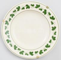 Regécz - Miskolci fajansz tányér 1845. Levél mintás. Kézzel festett, jelzett, hibátlan első fele d: 23 cm