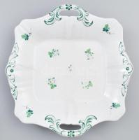 Lóhere mintás kínálótál, Porcelán, XIX. sz. második fele. Kézzel festett, formaszámmal jelzett, kopásokkal 31x32 cm