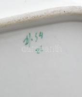 Lóhere mintás kínálótál, Porcelán, XIX. sz. második fele. Kézzel festett, formaszámmal jelzett, kopá...