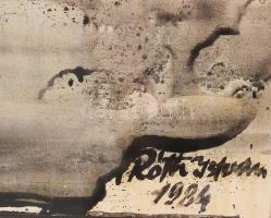 Róth István (?-): Bozu - Pap, 1984.. Tus, papír, hátoldalán a festő NSZK-ban kapott díjáról szóló ta...