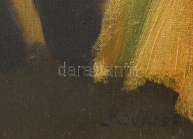 Kovács F. jelzéssel Pipázó férfi. Olaj, vászon, jelzett, fa keretben 38x26 cm