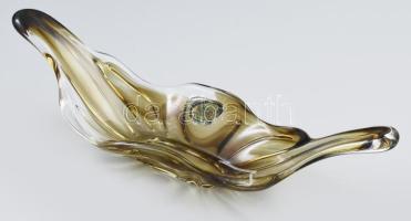 Lux Glass osztrák kristály kínáló tál, Anyagában színezett, jelzett, hibátlan 40x12 cm