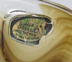 Lux Glass osztrák kristály kínáló tál, Anyagában színezett, jelzett, hibátlan 40x12 cm