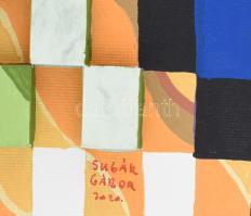 Sugár Gábor (1976-): Homokóra. Akril, vászon, kollázs, jelzett, hátoldalán autográf felirattal és a ...