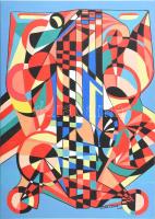 Sugár Gábor (1976-): Motoros. Akril, vászon, jelzett, hátoldalán autográf felirattal és a művész bélyegzőjével, 70x50 cm