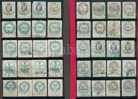 80 db régi magyar okmánybélyeg 2 db közepes berakólapon