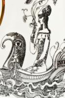 Hollóházi Porcelángyár, Szász Endre (Csíkszereda, 1926 - Mosdós, 2003): Hegedű. Hegedű alakú porcelá...