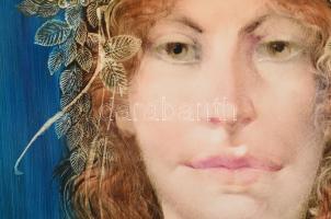 Szász Endre (1926-2003): Női portré. Olaj, farostlemez, jelzett. Dekoratív fakeretben, 50x50 cm. / o...