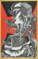 Szász Endre (1926-2003): Hollóházi Porcelán kép. Jelzett, sorszámozott (eltakarva) üvegezett keretbe...