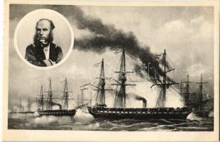 Seetreffen bei Helgoland 9. Mai 1864. Das Gablenz-Denkmalkomittee / Wilhelm von Tegetthoff won the battle with SMS Schwarzenberg, Radetzky and Seehund