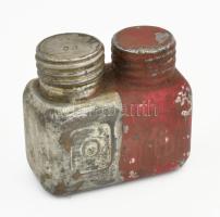 Fegyverzzsírozó és olajozó fém edény, övre akasztható 8 cm