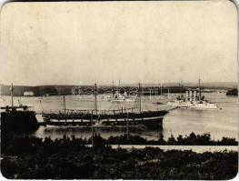 Pola, K.u.K. Kriegsmarine, SMS ADRIA (ex Radetzky II) Schraubenfregatte / SMS ADRIA az Osztrák-Magyar Haditengerészet csavaros fregattja / Austro-Hungarian Navy screw frigate. photo (8 x 6 cm) (Rb)