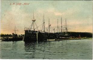 1909 K.u.K. Kriegsmarine, SMS ADRIA (ex Radetzky II) Schraubenfregatte / SMS ADRIA az Osztrák-Magyar Haditengerészet csavaros fregattja / Austro-Hungarian Navy screw frigate. G. Costalunga Pola 1908. (szakadás / tear)