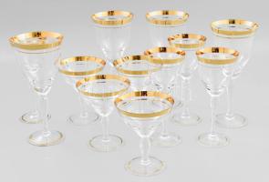 3x4 darabos aranyozott szélű pohár készlet boros, likőrös, koktélos 12 cm, 17 cm, 21 cm