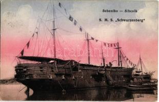 1914 Sibenik, Sebeniko; K.u.K. Kriegsmarine SMS Schwarzenberg (Laudon) / Cs. és királyi haditengerészeti fregatt / Austro-Hungarian Navy frigate (fl)