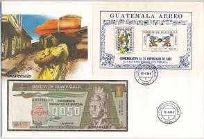 Guatemala 1988. 50c felbélyegzett borítékban, bélyegzéssel T:UNC Guatemala 1988. 50 Centavos in envelope with stamp and cancellation C:UNC