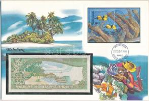 Maldív-szigetek 1983. 2R felbélyegzett borítékban, bélyegzéssel T:UNC  Maldives 1983. 2 Rufiyaa in envelope with stamp and cancellation C:UNC