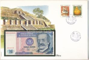 Peru 1987. 10I felbélyegzett borítékban, bélyegzéssel T:UNC Peru 1987. 10 Intis in envelope with stamp and cancellation C:UNC