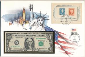 Amerikai Egyesült Államok 1985. 1$ felbélyegzett borítékban, bélyegzéssel T:UNC  USA 1985. 1 Dollar in envelope with stamp and cancellation C:UNC