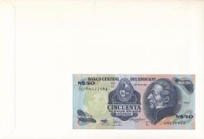 Uruguay 1989. 50P borítékban, alkalmi bélyeggel és bélyegzéssel T:UNC
Uruguay 1989. 50 Pesos in env...