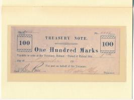 Német Új-Guinea 1899-1914. 5M-100M, összesen 5xklf, hátoldalán sorszámozott bankjegyreplika, -másola...