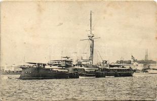 SMS Kronprinz Erzherzog Rudolf az Osztrák-Magyar Haditengerészet Kronprinz-osztályú pre-dreadnought csatahajója / K.u.K. Kriegsmarine Linienschiffe / Austro-Hungarian Navy ironclad warship. Phot. Alois Beer, F.W. Schrinner Pola (fl)