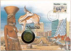 Namíbia 1993. 1D felbélyegzett borítékban, bélyegzéssel, német nyelvű leírással T:UNC  Namibia 1993. 1 Dollar in envelope with stamp and cancellation, with German description C:UNC