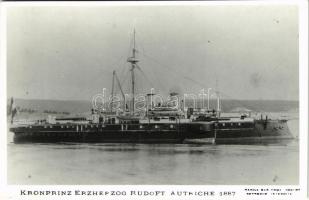 SMS Kronprinz Erzherzog Rudolf az Osztrák-Magyar Haditengerészet Kronprinz-osztályú pre-dreadnought csatahajója 1887-ben / K.u.K. Kriegsmarine Linienschiffe / Austro-Hungarian Navy ironclad warship in 1887. - reprint