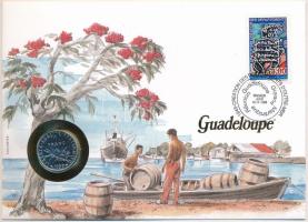 Franciaország / Guadeloupe 1999. 1Fr Ni felbélyegzett borítékban, bélyegzéssel, német nyelvű tájékoztatóval T:UNC  France / Guadeloupe 1999. 1 Franc Ni in envelope with stamp, cancellation and a prospectus in german C:UNC