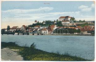 Ptuj, Pettau; Pionier-Brückenschlag / WWI Austro-Hungarian K.u.K. military, pioneers building a pontoon bridge + "K.u.k. Militärzensur Pettau" (worn corners)