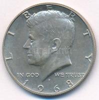 Amerikai Egyesült Államok 1968D 1/2$ Ag "Kennedy" T:XF patina USA 1968D 1/2 Dollar Ag "Kennedy" C:XF patina Krause KM#202a