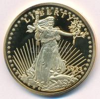 Amerikai Egyesült Államok 2002. aranyozott Cu-Ni emlékérem az 1933-as 20$ alapján, "COPY" ...