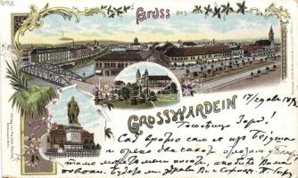 1898 Nagyvárad with monument litho