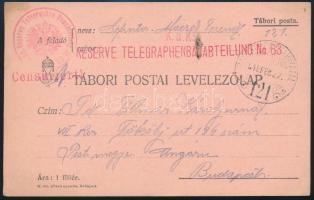 1915 Tábori posta levelezőlap / Field postcard K.u.k. RESERVE TELEGRAPHENBAUABTEILUNG No.63. + HP 121