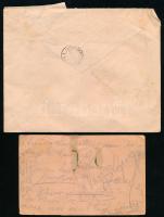 1916,1946 2 ital témájú levél. Pezsgő fém csomagolója tábori posta levélen elküldve. Keglevich konya...