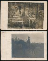 1916,17 2 db I. világháborús front fotólap. egyiken M. kir. szabadkai 6. honvéd gyalogezred bélyegzőjével