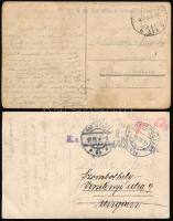 1916,17 2 db I. világháborús front fotólap. egyiken M. kir. szabadkai 6. honvéd gyalogezred bélyegző...