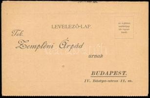 1906 Zempléni Árpád kottakereskedő válaszos levelezőlapja