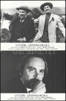 cca 1977 ,,Etüdök gépzongorára" című szovjet film jelenetei és szereplői, 8 db vintage produkciós filmfotó ezüst zselatinos fotópapíron, a használatból eredő (esetleges) kisebb hibákkal, 18x24 cm