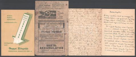 cca 1930-1950 Kis vegyes nyomtatvány tétel: Benes portré alkalmi bélyegzéssel, tábori posta lapok, s...