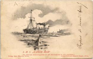 1898 (Vorläufer) SMS KAISER MAX osztrák-magyar haditengerészet páncélos fregattja / K.u.K. Kriegsmarine - Ein Theil des Reinerträgnisses ist der Marinerkirche in Pola gewidmet - Alois Ebeseder / Austro-Hungarian Navy armored frigate (EK)