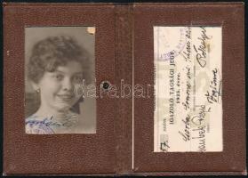 1925 Magyar Tánctanítók Országos Szövetsége igazoló tagsági jegy, fényképes, Róka Gyula (1876-1972) tánctanár, vívómester, elnök aláírásával