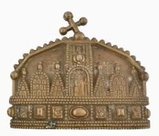 Szent Korona. Öntött bronz plakett, jelzés nélkül, 12x13 cm